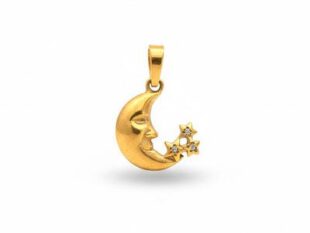 Colgante luna plata chapado en oro amarillo
