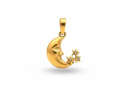 Colgante luna plata chapado en oro amarillo