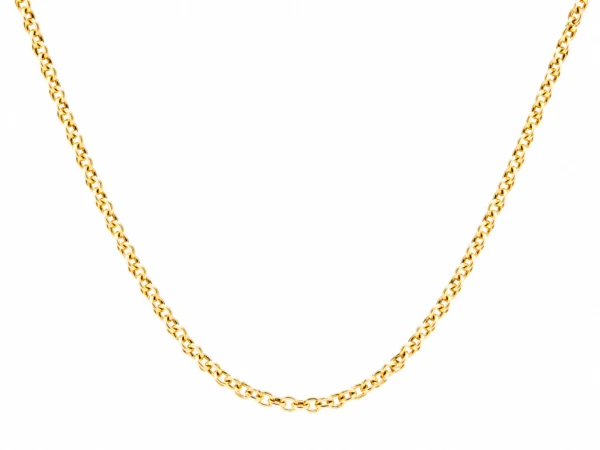 Cadena de plata chapada en oro modelo rolo en 42 cm de larga