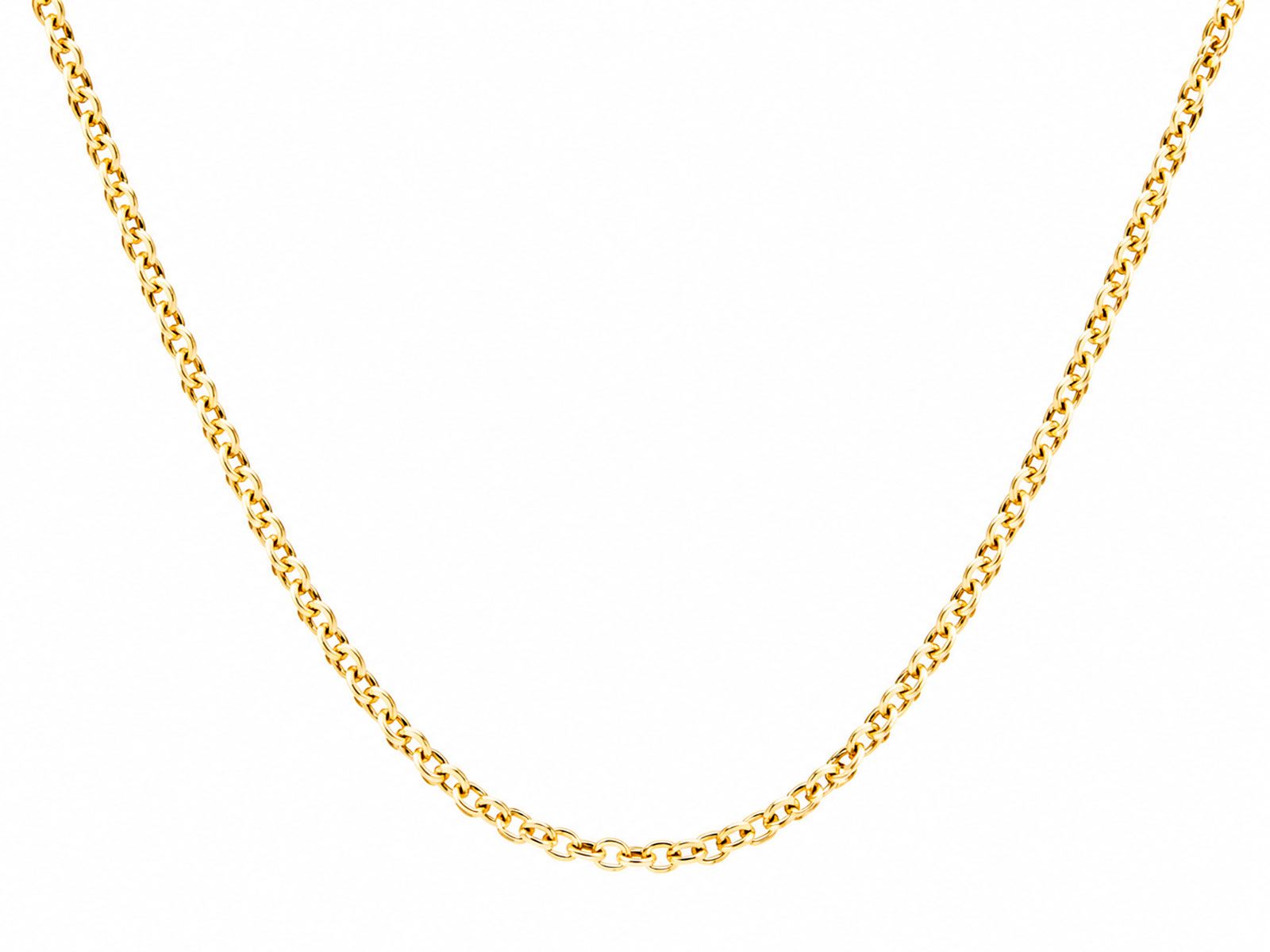 Cadena de plata chapada en oro modelo rolo en 42 cm de larga