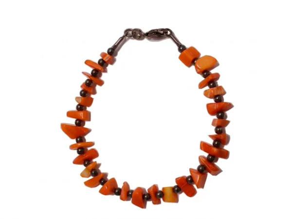 Pulsera plata piedras naranjas