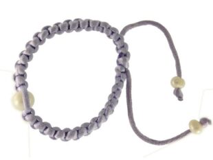 Pulsera macramé lila perla