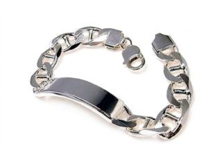 Pulsera de hombre gruesa de plata con placa de identidad