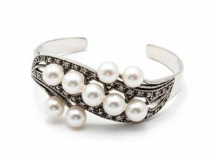 Brazalete plata circonitas perlas