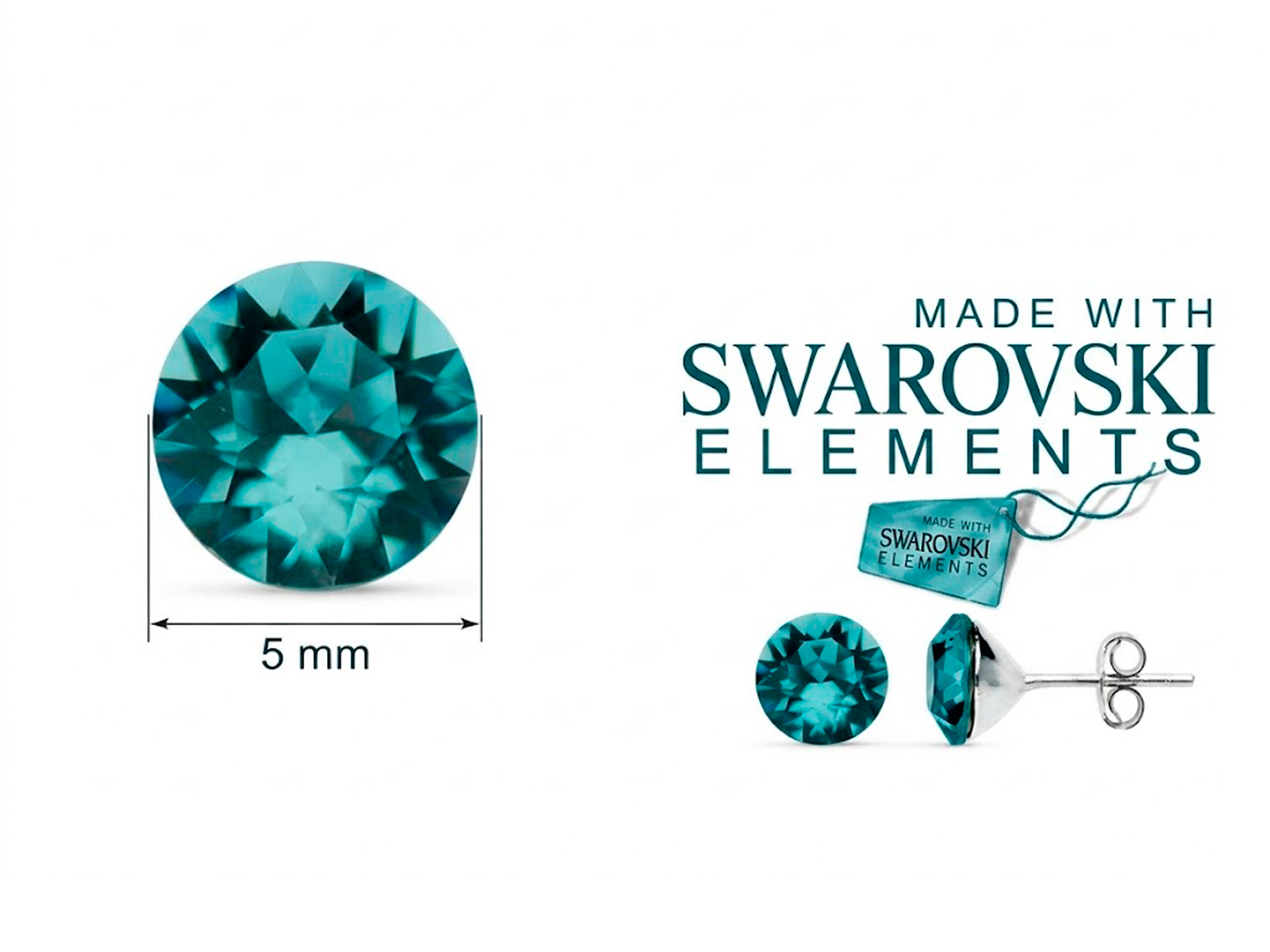 Pendientes en plata con cristal de Swarovski color light zafiro