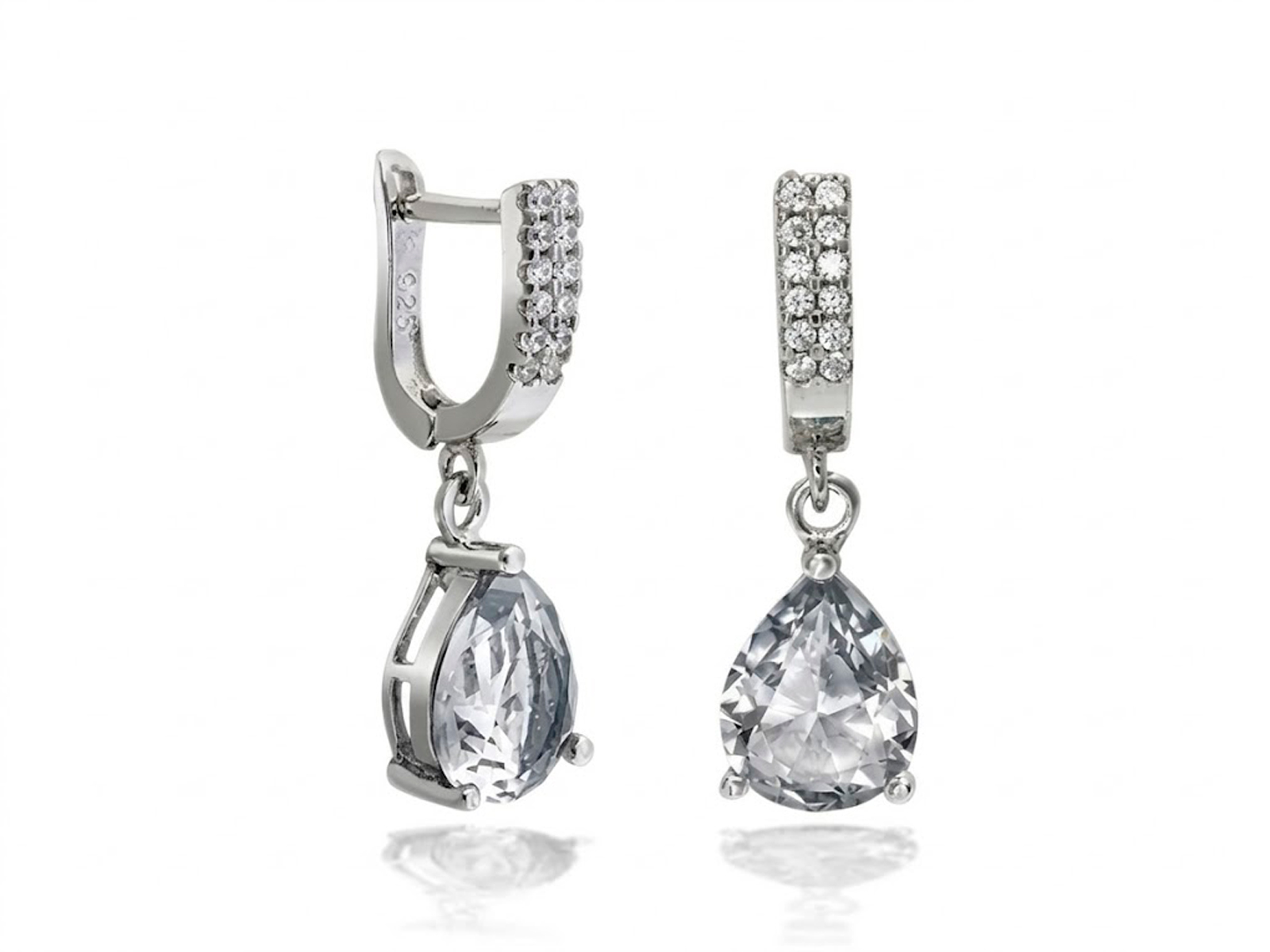 pendientes plata circonita gota