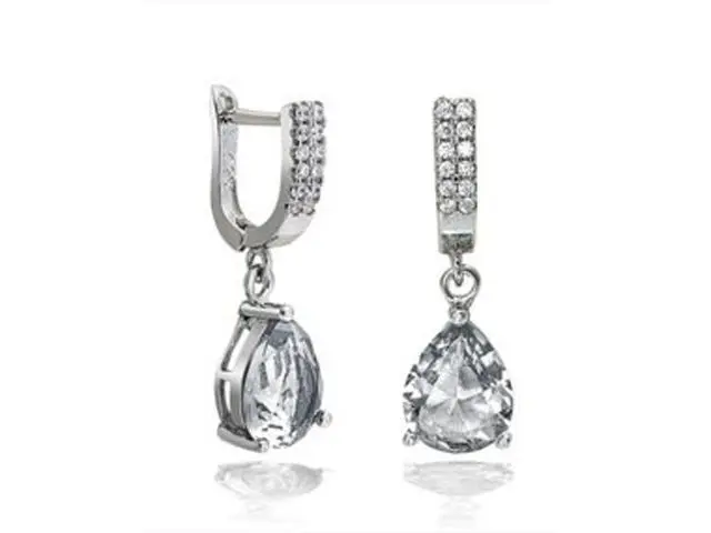 pendientes plata circonita gota