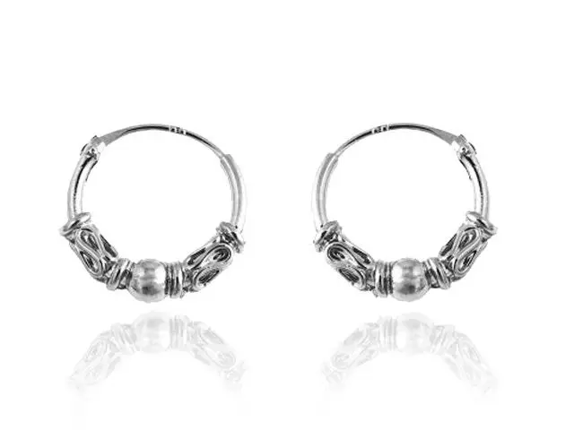 Pendientes aros de plata hippies de 10mm acabado oxidado - Imagen 2