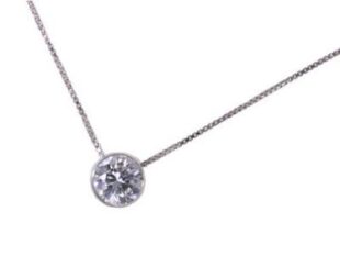 Cadena de plata con colgante circonita redondo.