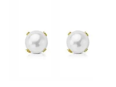 Pendientes dormilón oro y perla redonda de 5 mm y garras