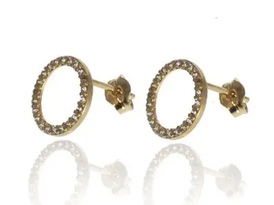 Pendientes redondos calados de oro cuajo de circonitas - Imagen 2