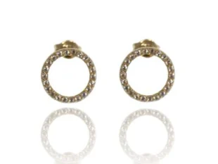 Pendientes redondos oro circonitas