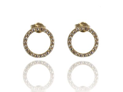 Pendientes redondos oro circonitas