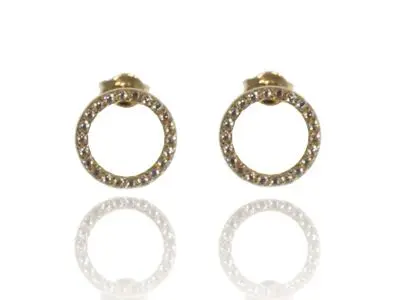 Pendientes redondos oro circonitas