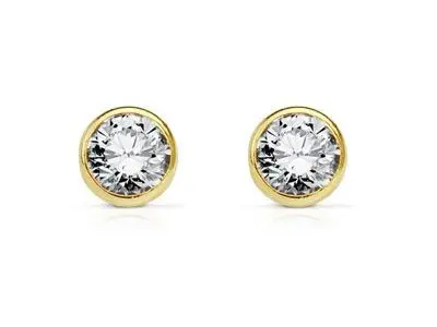 Pendientes dormilón chatón oro redondo de 5mm circonita