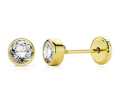 Pendientes chatón oro 5mm