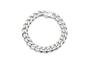 Pulsera de plata de ley para hombre barbada lapidada gruesa