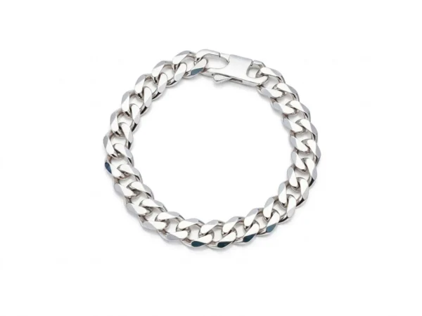Pulsera de plata de ley para hombre barbada lapidada gruesa