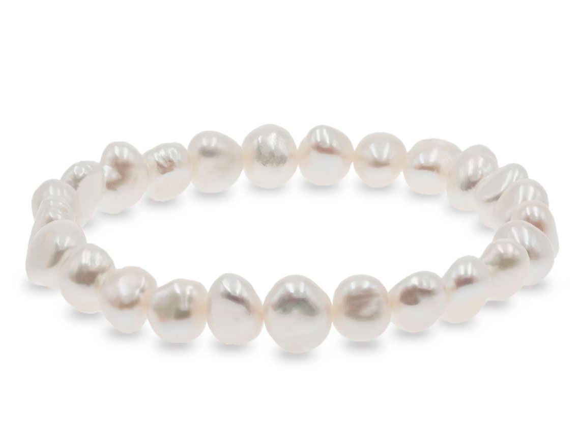 Pulsera elástica perlas blancas