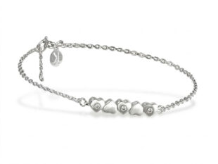 Pulsera fina plata corazones