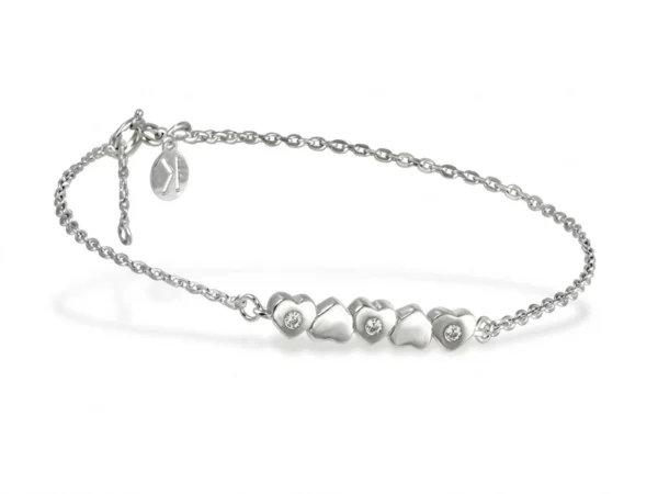 Pulsera fina plata corazones