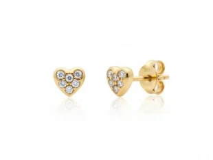 Pendientes diamantes corazón oro