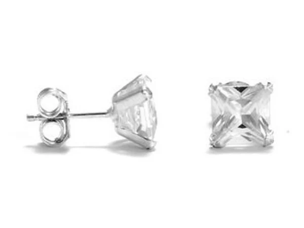 Pendientes circonita plata cuadrada