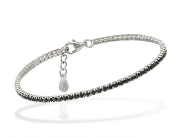 Pulsera plata circonitas negras