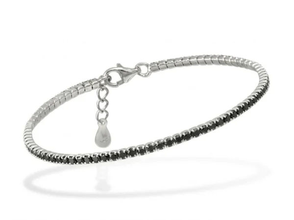 Pulsera plata circonitas negras