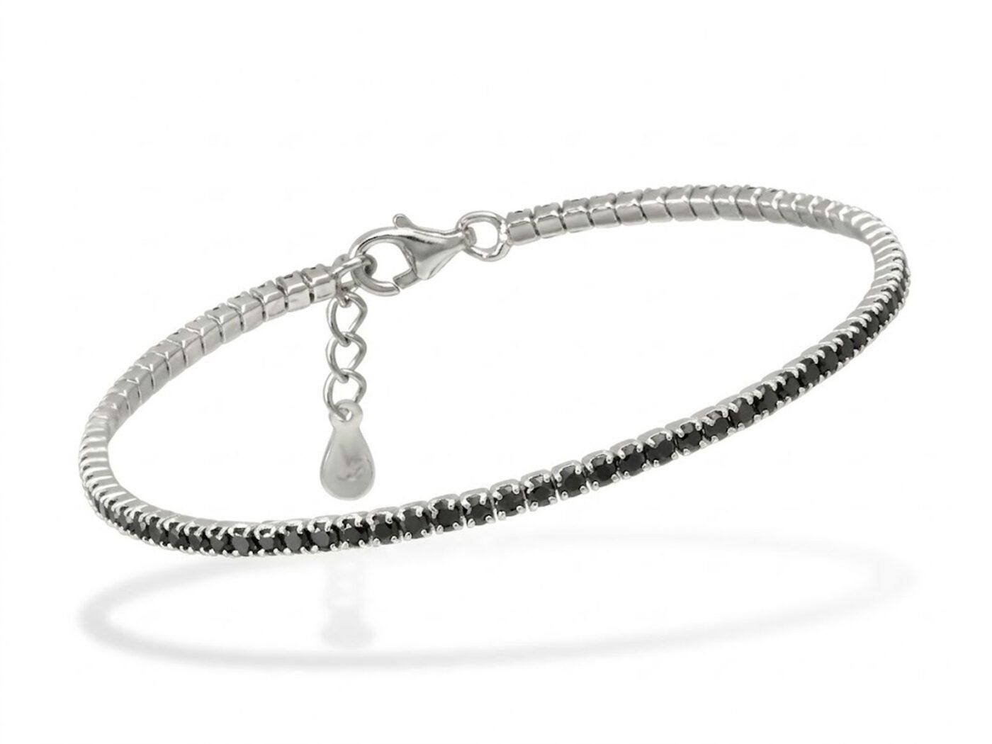 Pulsera plata circonitas negras