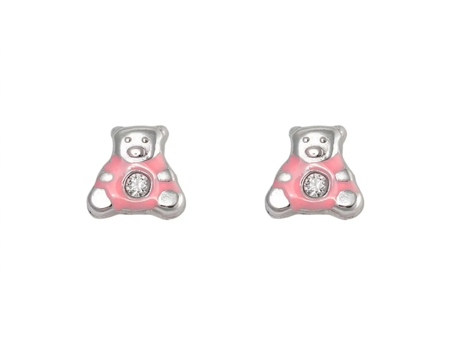 Pendientes oso rosa plata