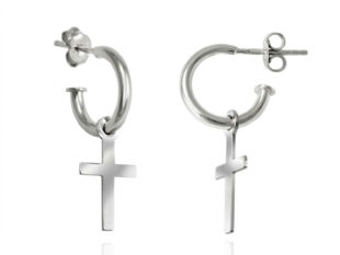 Aros plata colgante cruz