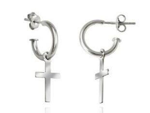 Aros plata colgante cruz
