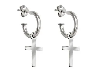 Aros de plata con colgante de cruz