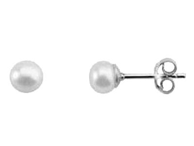 Pendientes plata perla 5mm