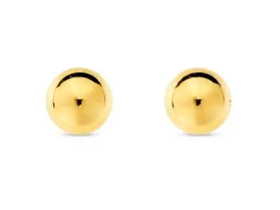 Pendientes de bola lisa en oro amarillo de 6 mm