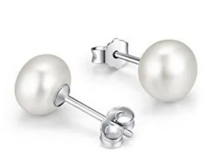 Pendientes plata perla 8mm
