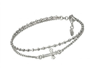 Pulsera de plata doble cadena cruz