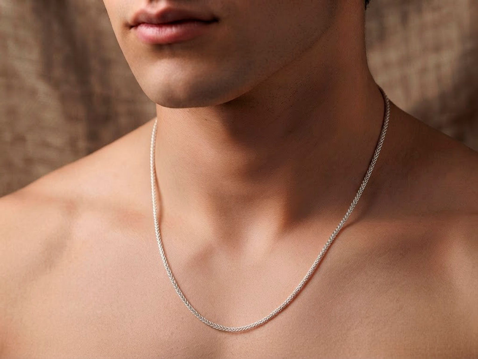 Cadena de plata de ley modelo espiga en 50 cm