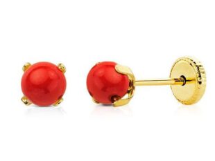Pendientes dormilón bola coral