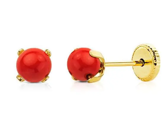 Pendientes dormilón bola coral
