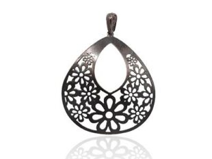 Colgante plata negra gota