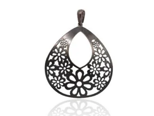 Colgante plata negra gota