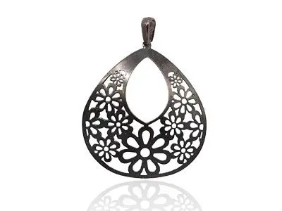 Colgante plata negra gota
