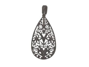 Colgante negro plata oval