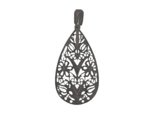 Colgante negro plata oval