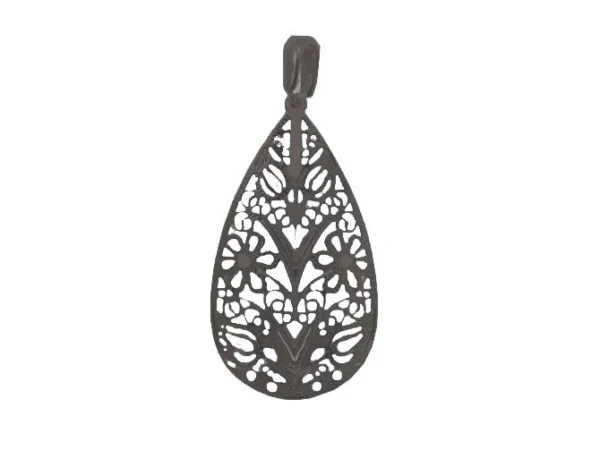 Colgante negro plata oval