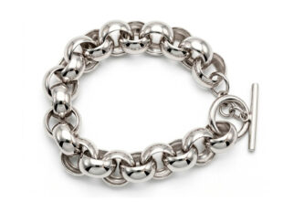Pulsera plata aros media caña