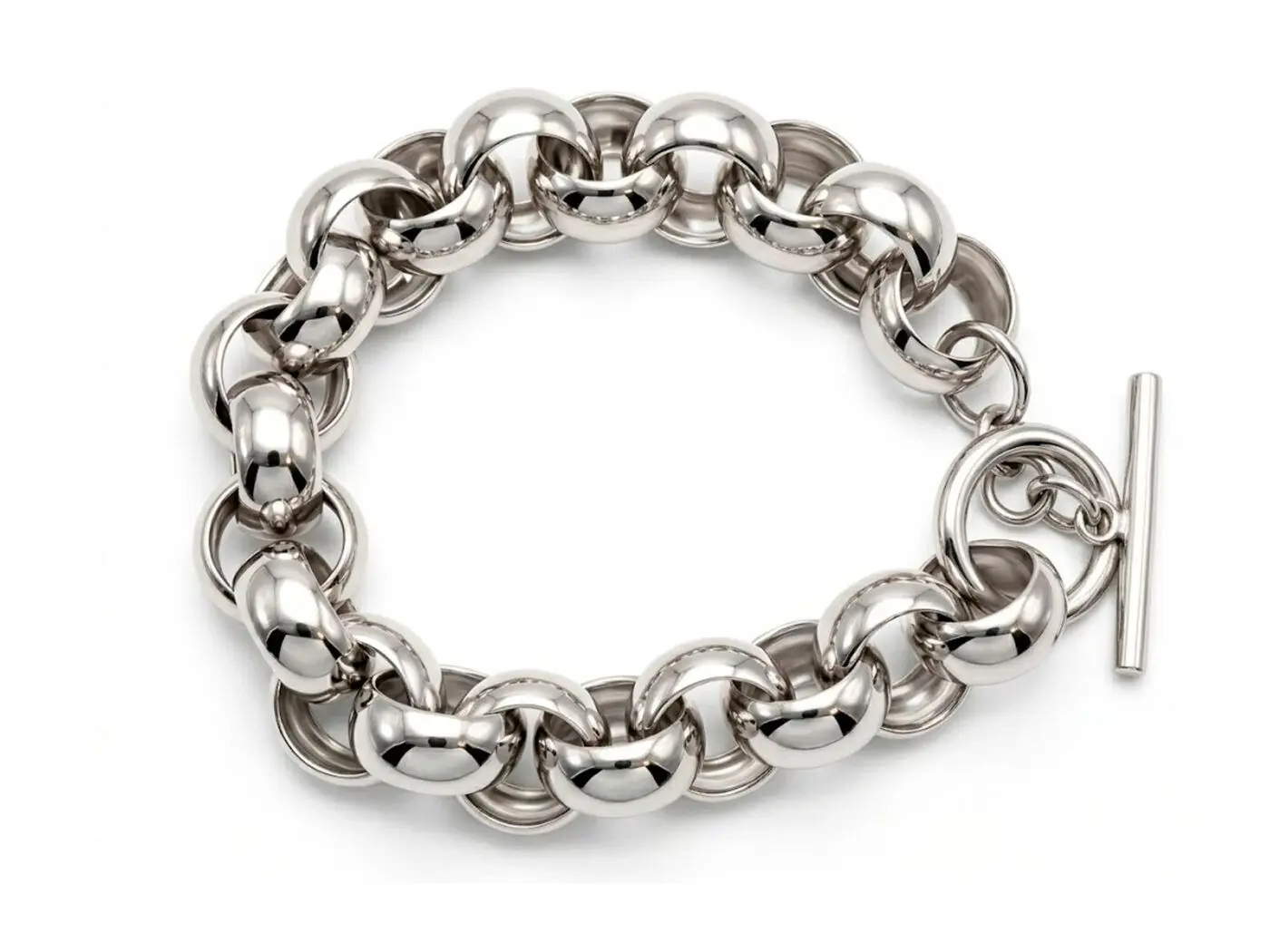 Pulsera plata aros media caña