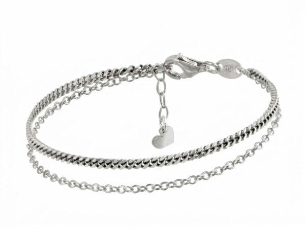 Pulsera doble cadena plata